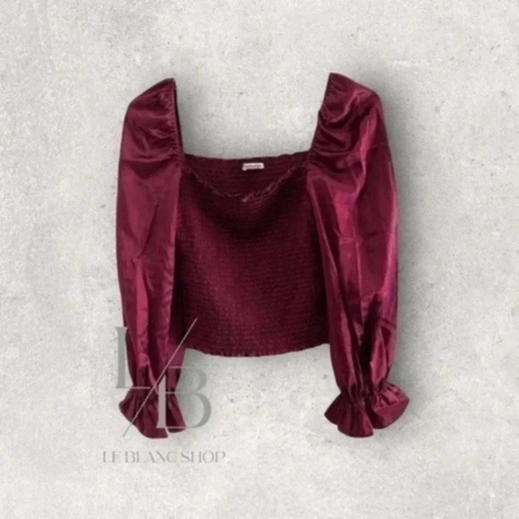 Reformation Chamomile Burgundy Top Medium B443 - Picture 1 of 6